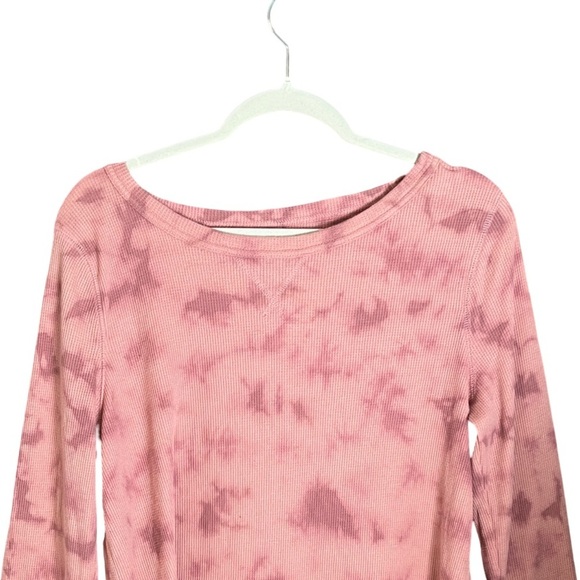 GAP Washed Rose Tie-Dye Thermal Top | Size Large | Ribbed Long Sleeve - Picture 3 of 11